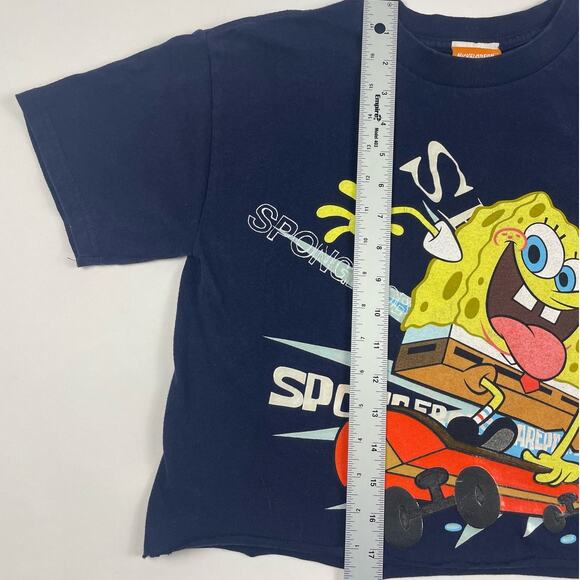 Y2K Spongebob Squarepants Skateboarding Baby T Nickelodeon Cropped Shirt Small - Picture 7 of 8